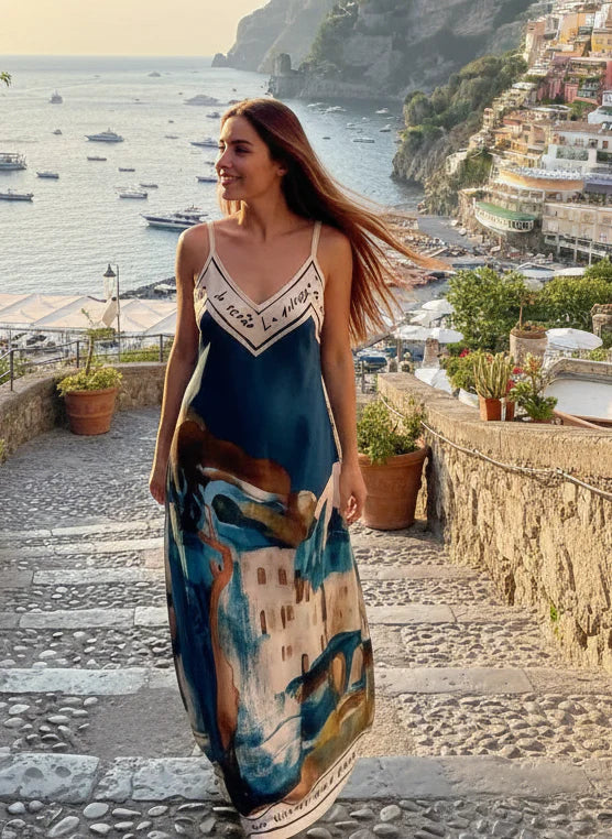 La Dolce Vita Silk Spaghetti Strap Dress