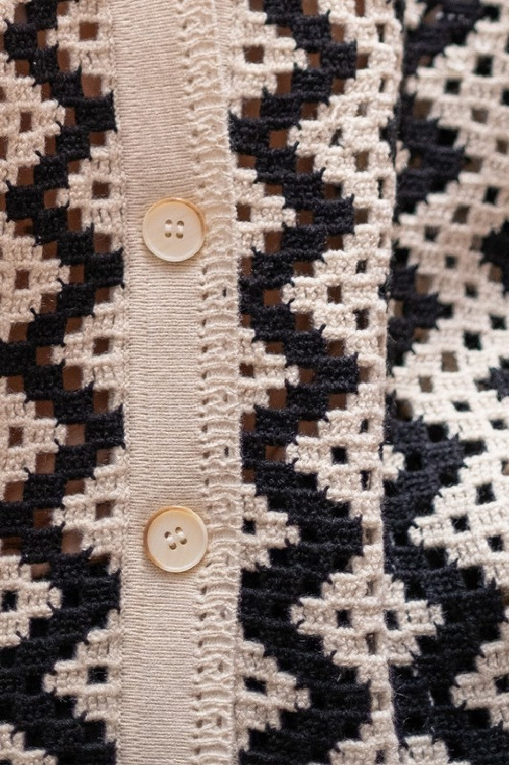 Black & Cream Crochet Sweater