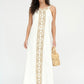 White Linen Dress with Aztec Print