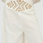 White Wide Leg Pants with Abstract Design