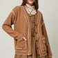 Tan with Contrast Stitching Cardigan