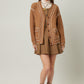 Tan with Contrast Stitching Cardigan
