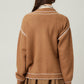 Tan with Contrast Stitching Cardigan