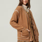 Tan with Contrast Stitching Cardigan
