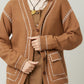 Tan with Contrast Stitching Cardigan