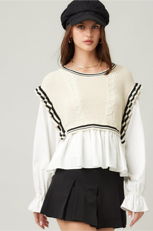 White Shirt With Knit Vest