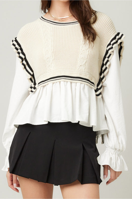 White Shirt With Knit Vest