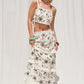 Off White with Black Embroidery Skirt Set