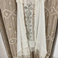 White Linen Skirt with Aztec Print & Fringe
