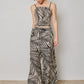 Fern Print Black & White Wide Leg Pant