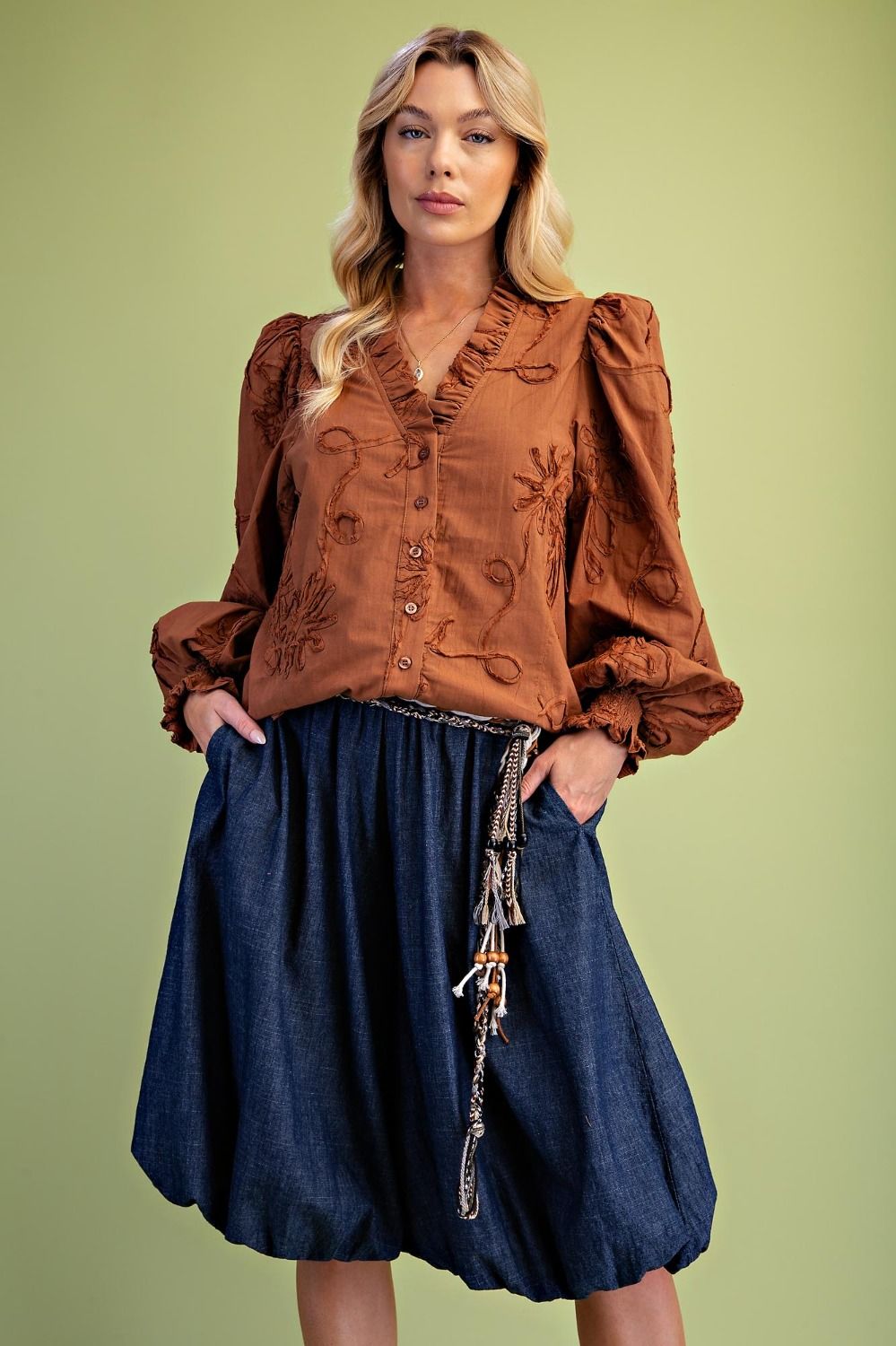 Rust Embellished Shirt