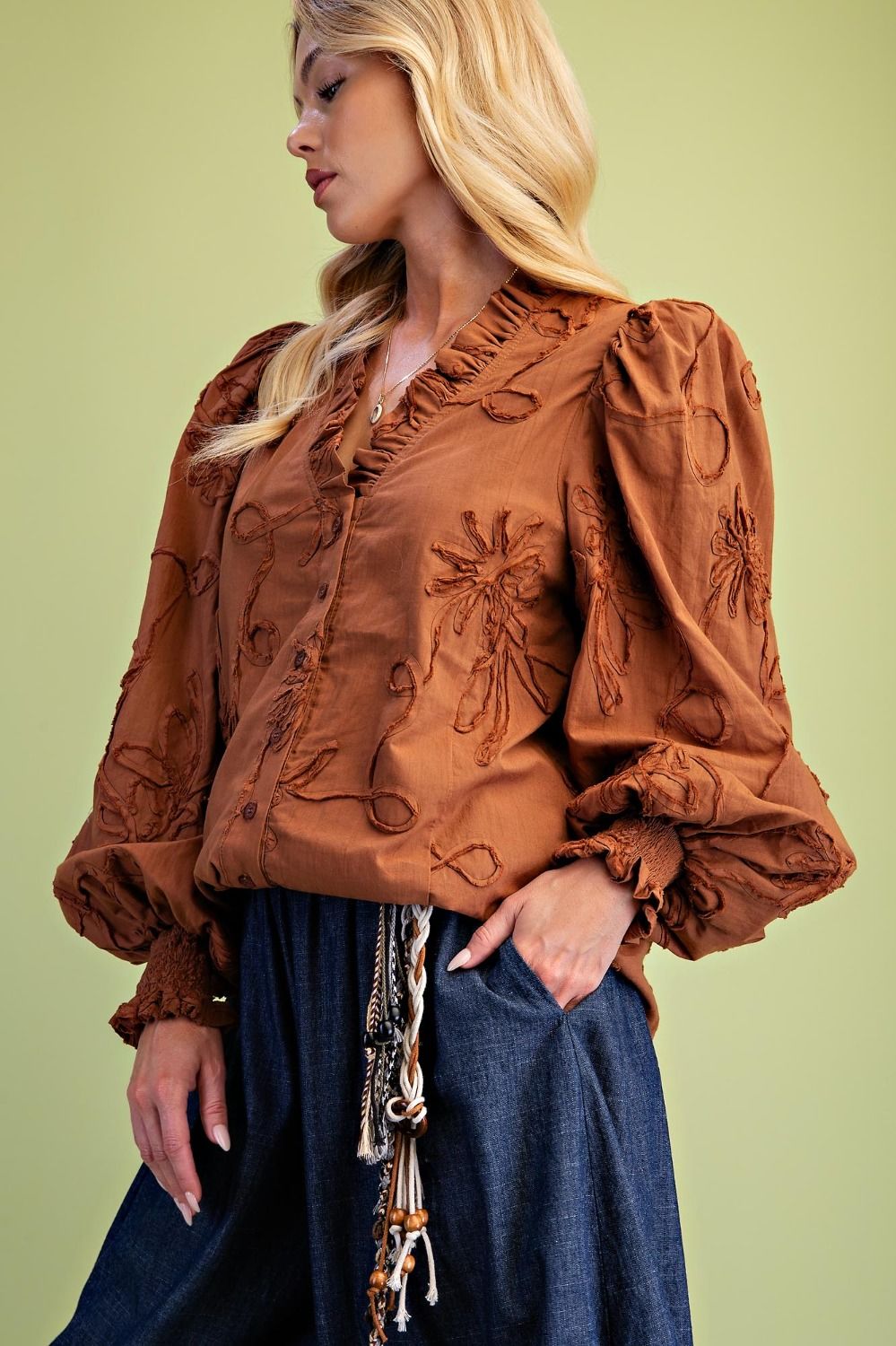 Rust Embellished Shirt