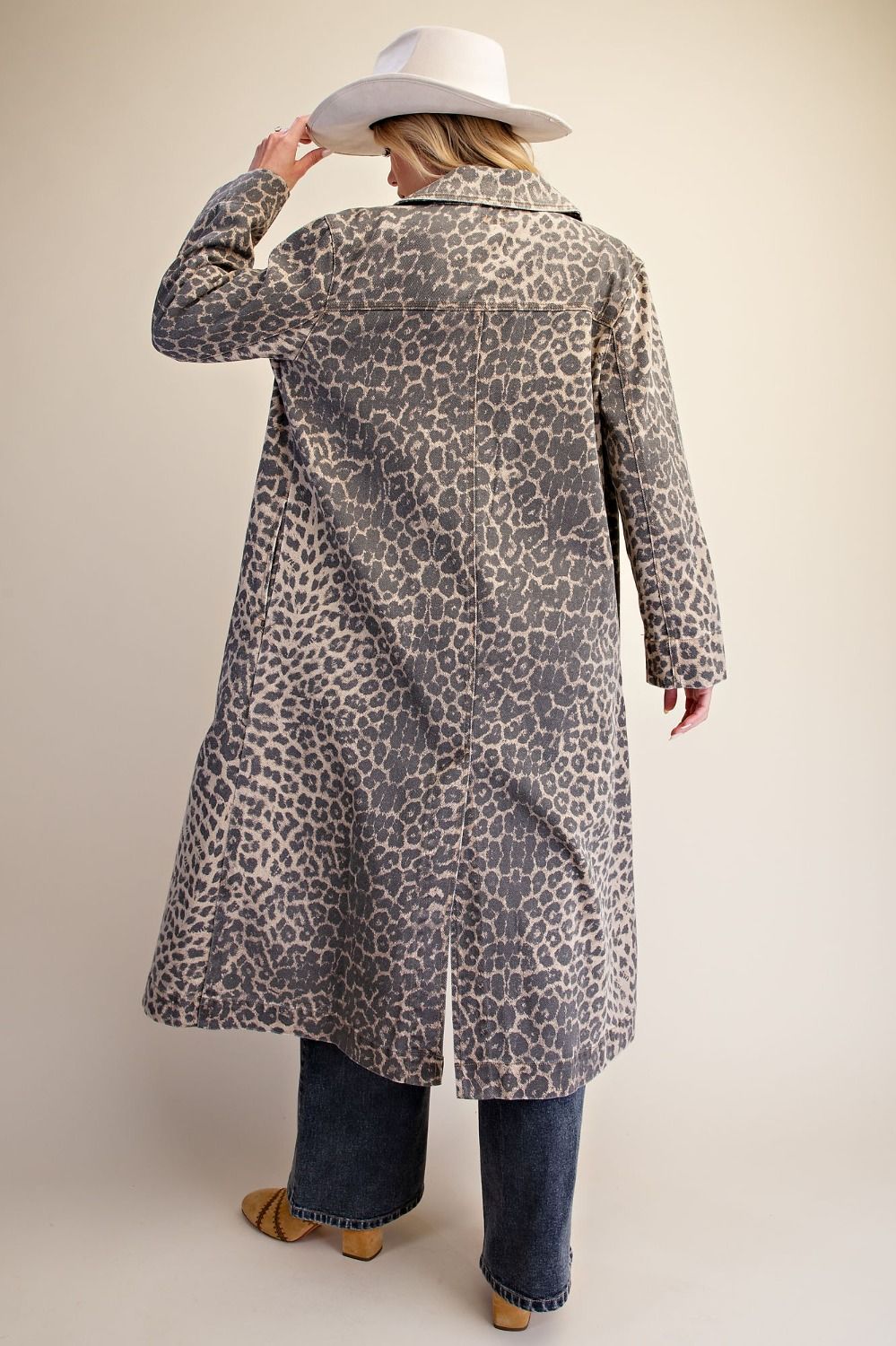 Leopard Print Denim Coat