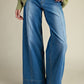 Washed Stretch Wide Leg Jeans