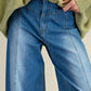 Washed Stretch Wide Leg Jeans