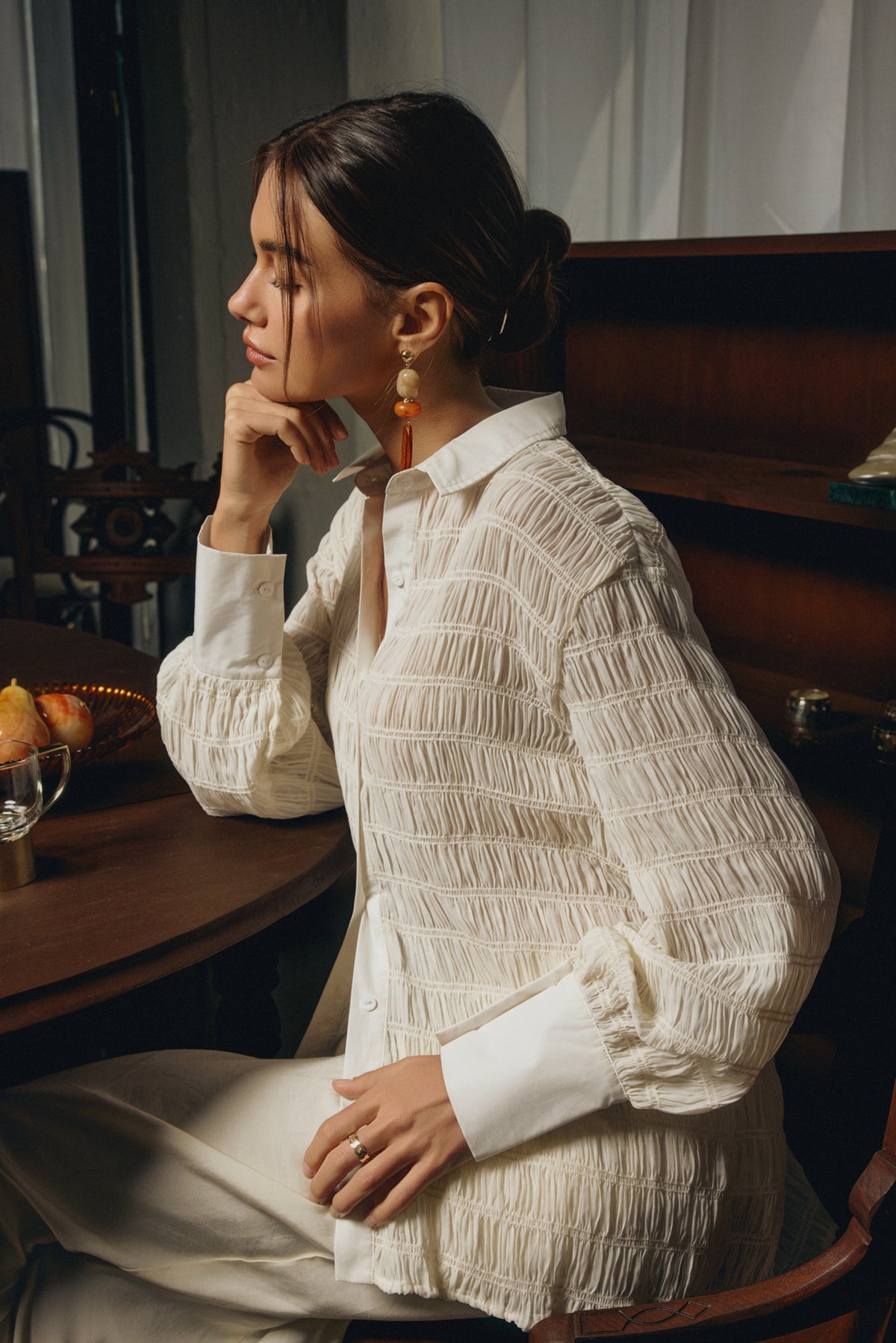 Cream Textured Shirt