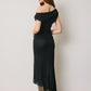Black Lace Assymetrical Midi Skirt