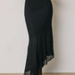 Black Lace Assymetrical Midi Skirt