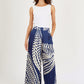 Blue Print Silky Wide Leg Pants