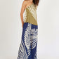 Blue Print Silky Wide Leg Pants