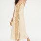 Natural Linen Dress with Aztec Print & Fringe Detail