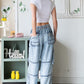 Wide Leg Cargo Denim Pants