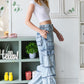 Wide Leg Cargo Denim Pants