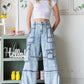 Wide Leg Cargo Denim Pants