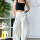 Cream Wide Leg Tencel Pants