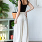 Cream Wide Leg Tencel Pants