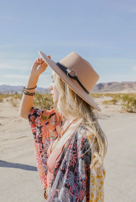 Classic Tan Bolero Hat with Gold Ring Buckle