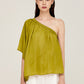 Green Silk One Shoulder Top