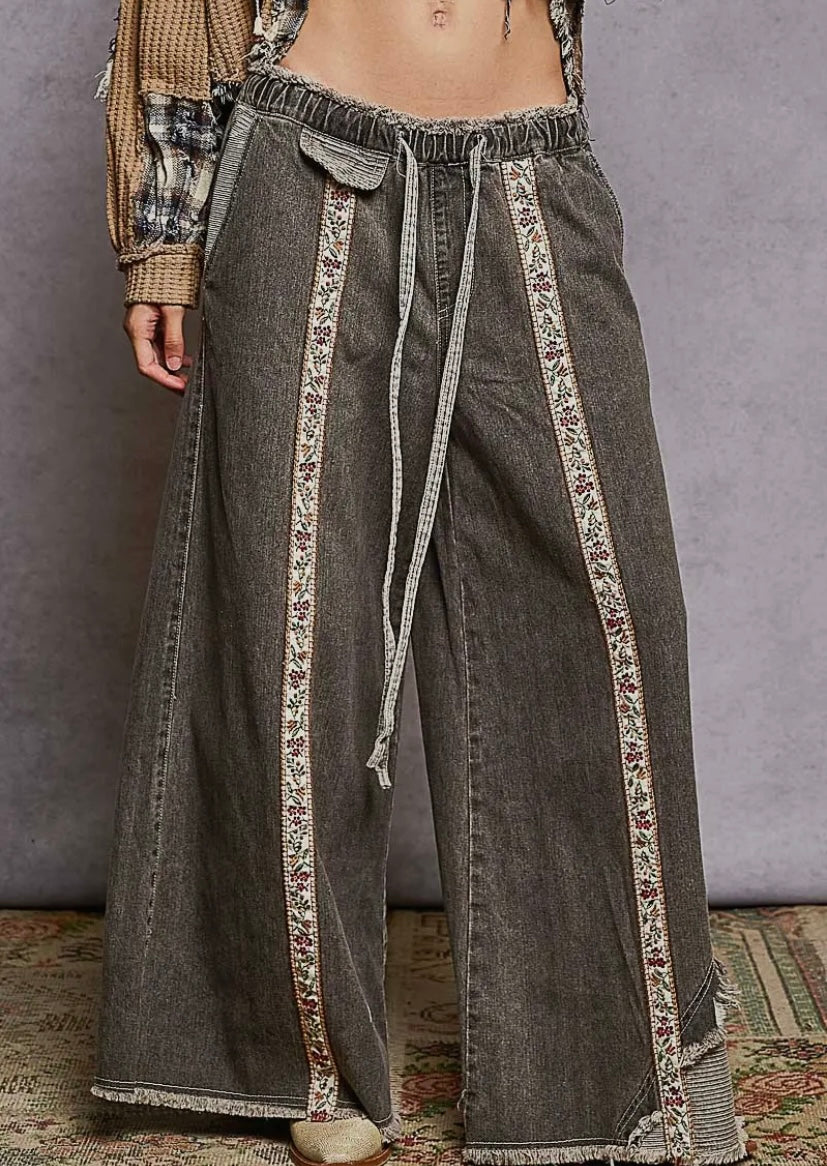 Faded Black Wide Leg Jeans