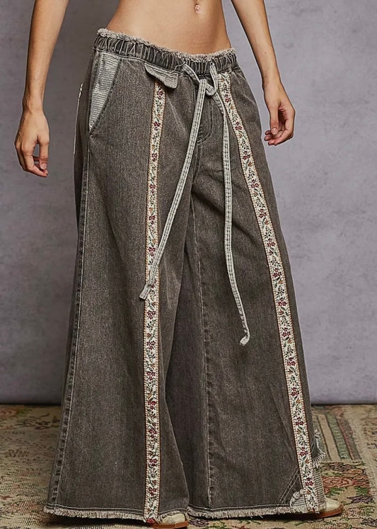 Faded Black Wide Leg Jeans