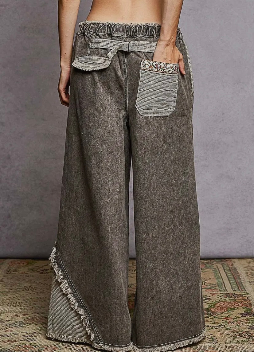 Faded Black Wide Leg Jeans