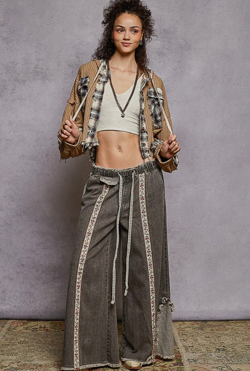 Faded Black Wide Leg Jeans