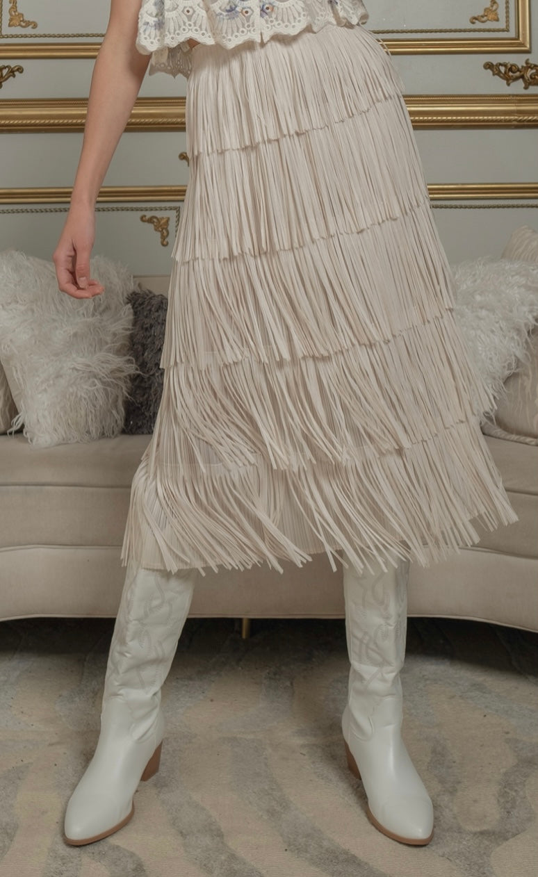 Fringe Skirt - Blush