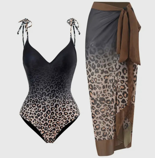 Leopard Print Swimsuit Set