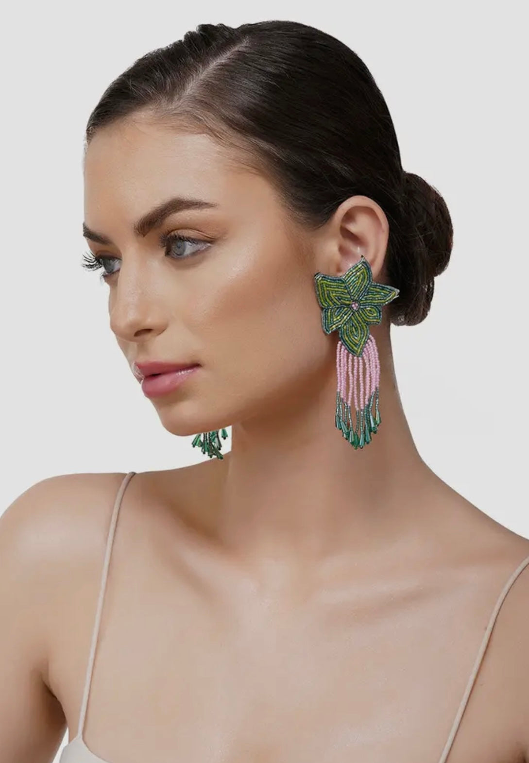 Flower Tassel Drop Earrings