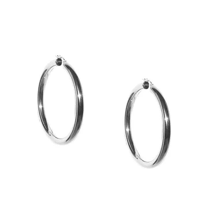 2" Hollow Clasp Hoop Earrings Silver