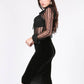 Black Velvet Skirt With Flower Detail