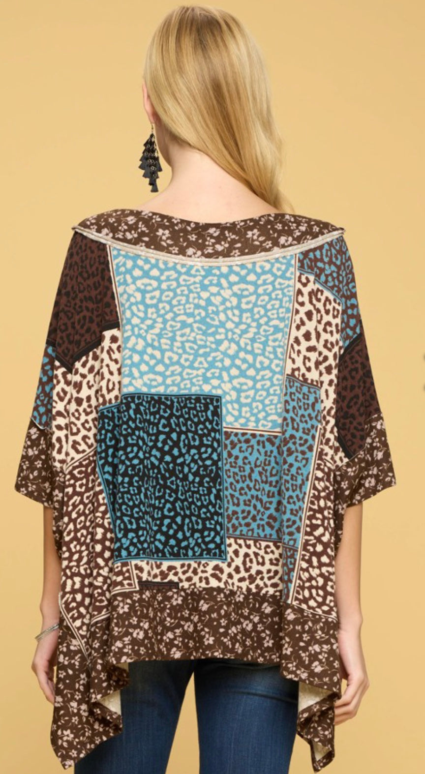 Curve Brown & Teal Poncho Top