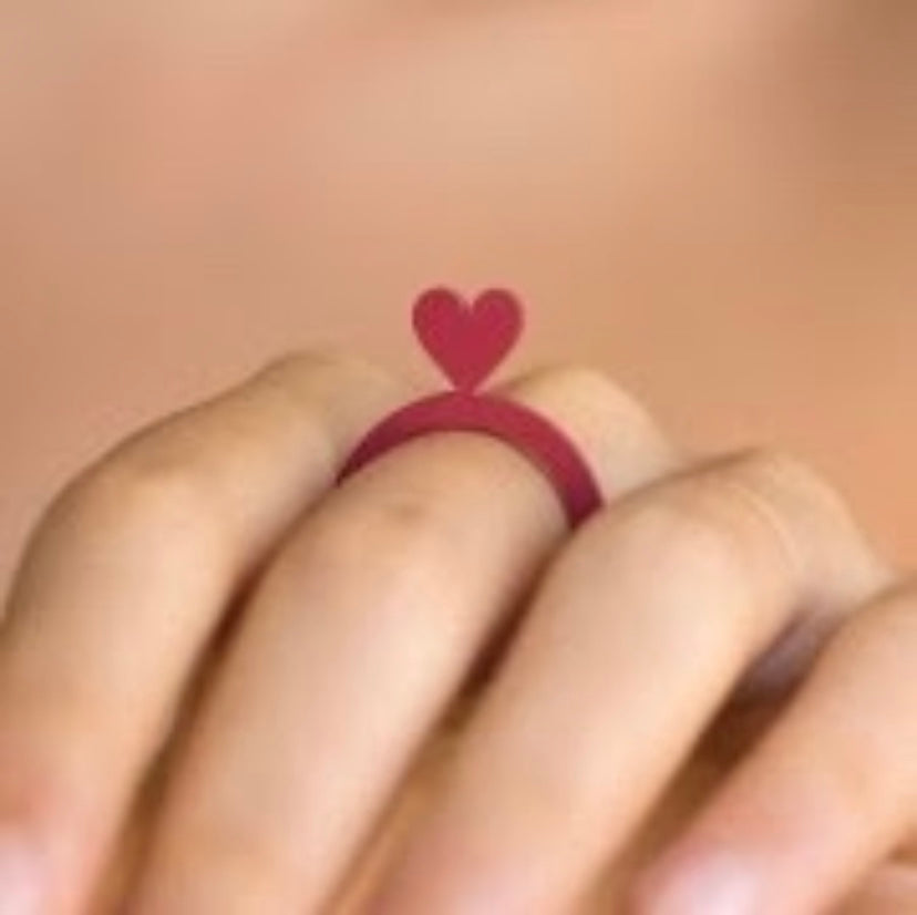 Red Heart Ring - Recycled Rubber