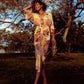 Multi Print Maxi Dress with Beading