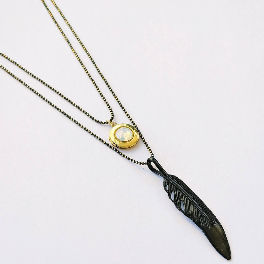 Feather Locket Necklace