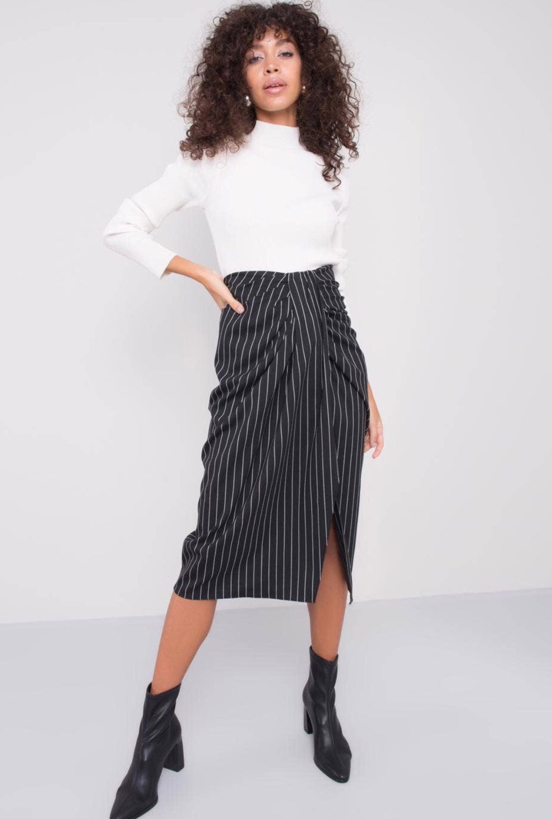 Black Pinstripe Skirt