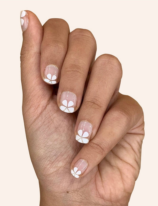 Flower French Gel Stick on Nails