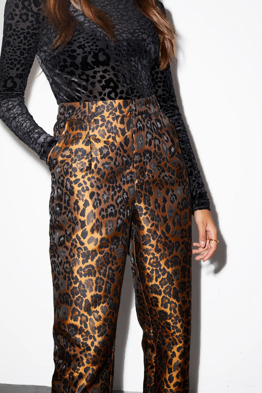 Leopard Jacquard Print Pants