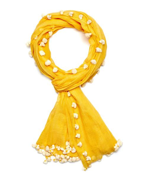 Yellow Pom Pom Scarf