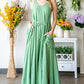 Sleeveless Dress with Pockets - Green